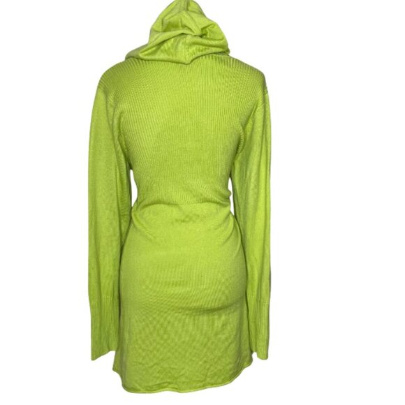 New York & Company Lime Green Knit Hooded Long Sleeve Mini Dress Plus Size XL - Picture 4 of 10
